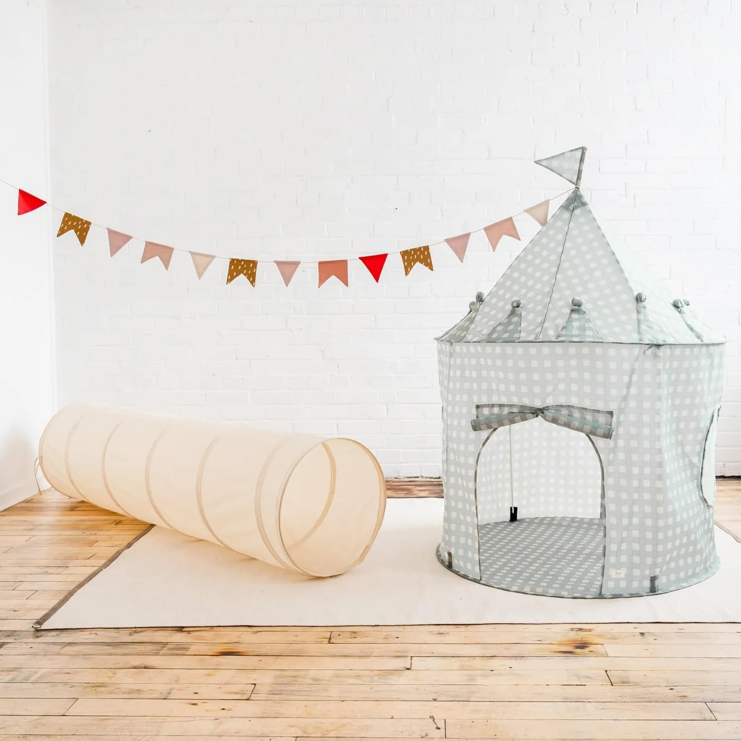 3 Sprouts Kids Play Tunnel - Pop Up Collapsible Tunnels with Recycled Fabric - Fun Crawling Tunnel for Toddler, Baby, Children to Crawl Through, Gross Motor Toy for Indoor Play - Beige