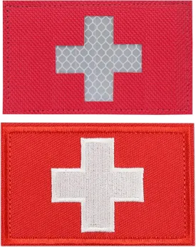 4-Pack First Aid Kit Patch Medic Red Cross Patches for Backpacks, Bags, Pet Harness (3"x2")