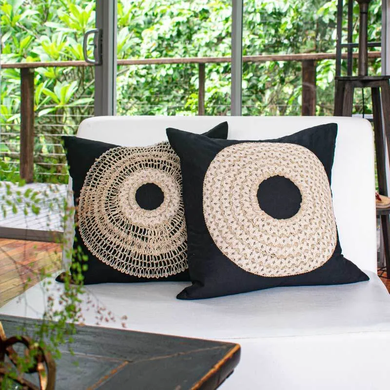 African Badge Black Medium Cushion 50 x 50cm