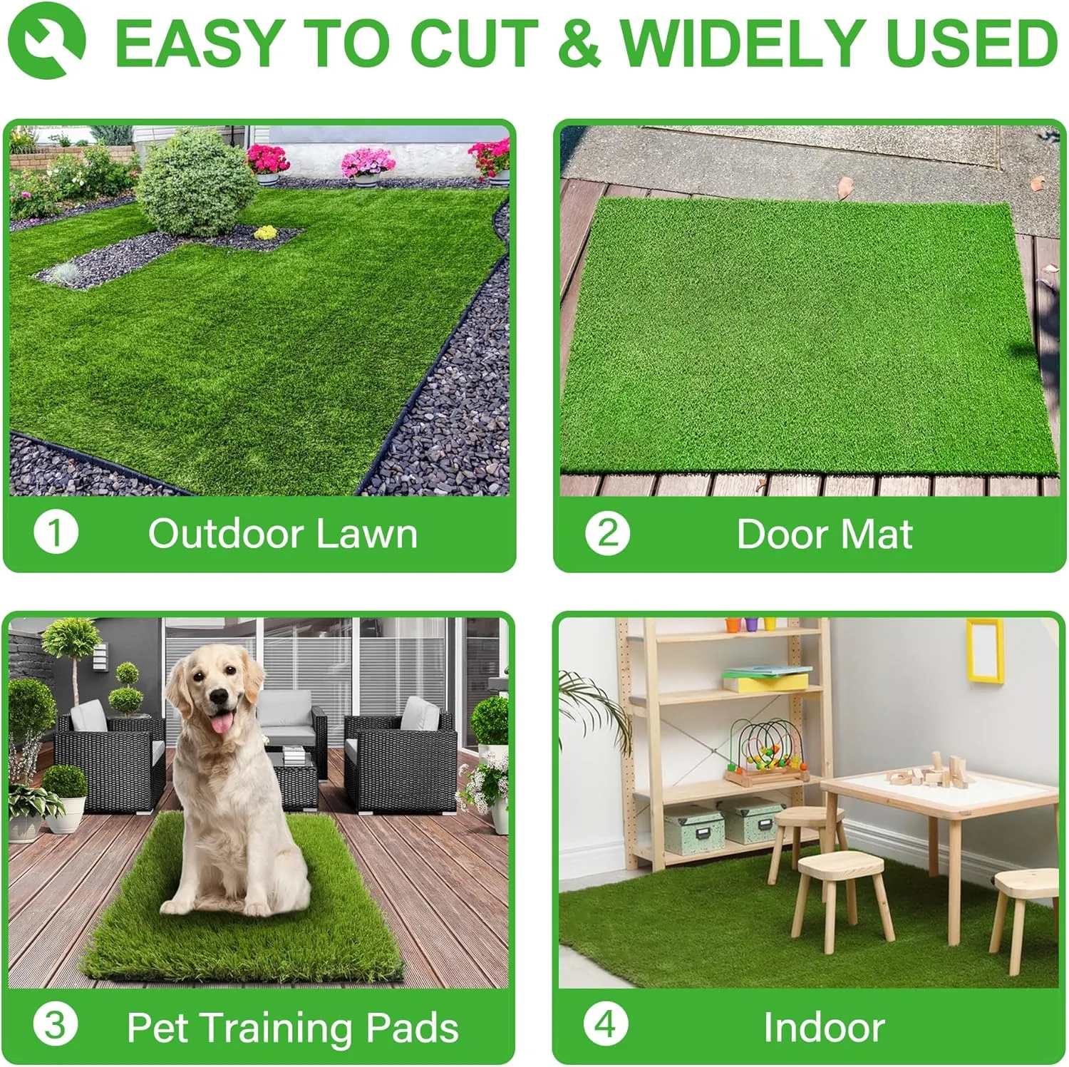 Artificial Grass Turf for Dogs 3 ft x 5 ft,1.38 inch Fake Grass Pee Pad for Puppy Potty TrainingFaux pet Grass Rug for Indoor/Outdoor Patio,Dogs Wee Wee Pad,Turf Grass Mat for Dogs Potty