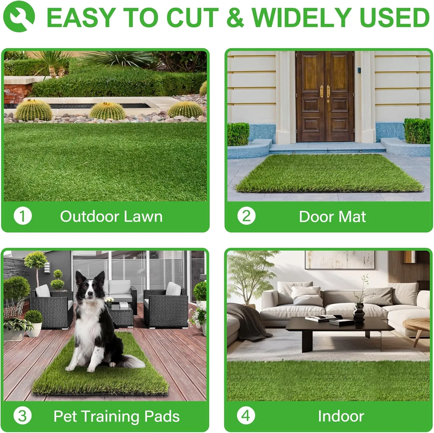 Artificial Grass Turf for Dogs 4 ft x 6 ft,1.38 inch Fake Grass Pee Pad for Potty Training,Extra Large Grass Rug for Indoor/Outdoor Patio,Dogs Wee Wee Pad,Turf Grass Mat for Pets.