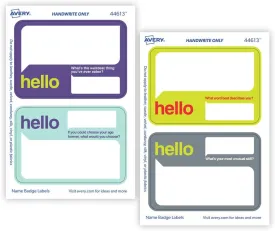 Avery Premium Event Name Tags, Ice Breaker Questions, No Lift No Curl, 36 Handwriteable Name Stickers