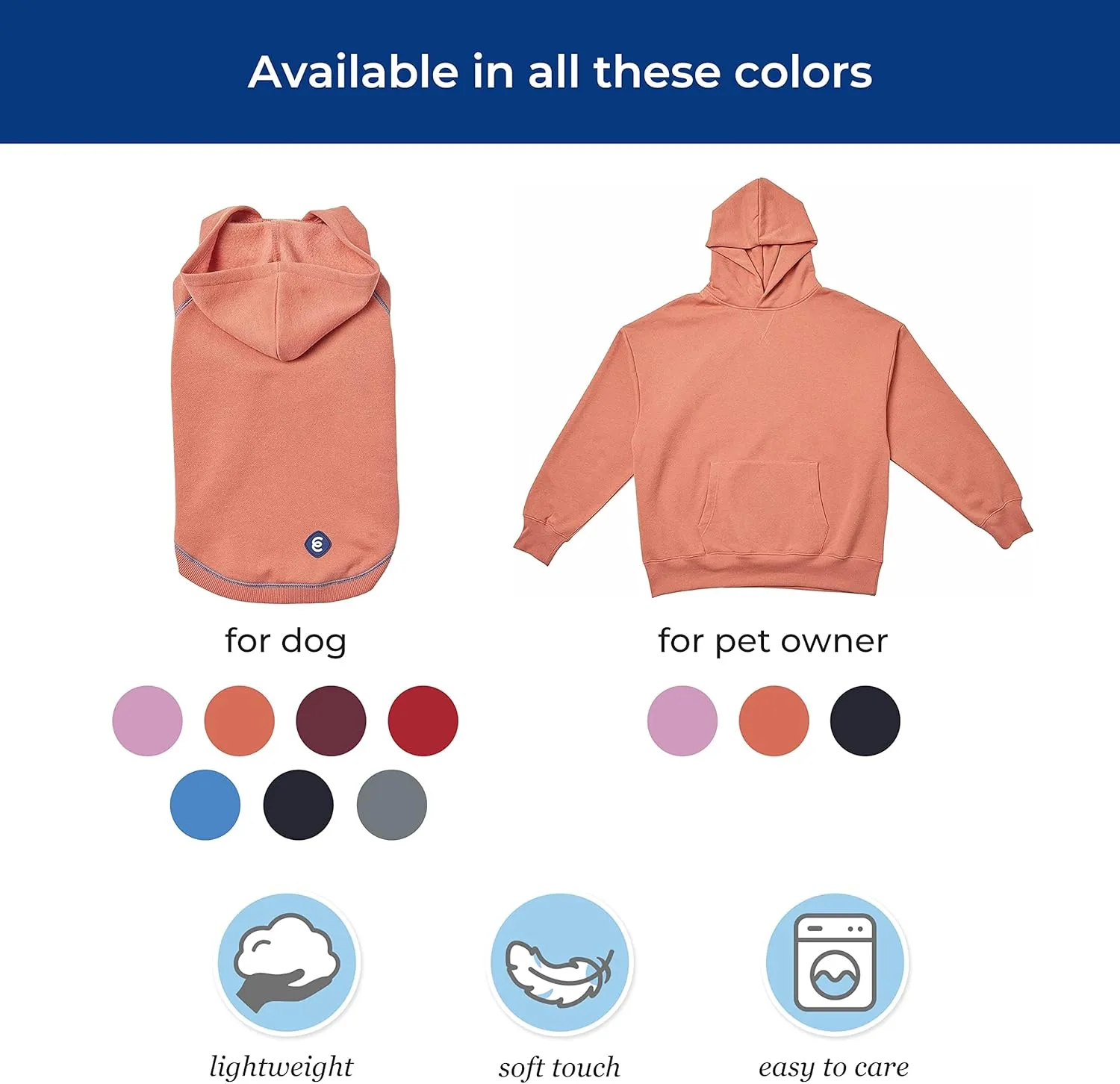 Blueberry Pet Essentials Soft & Comfy Better Basic Cotton Blend Dog Hoodie Sweatshirt in Burgundy Red, Back Length 20", Pack of 1 Jacket for Dogs