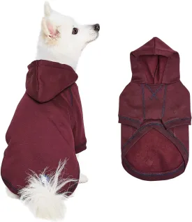 Blueberry Pet Essentials Soft & Comfy Better Basic Cotton Blend Dog Hoodie Sweatshirt in Burgundy Red, Back Length 20", Pack of 1 Jacket for Dogs