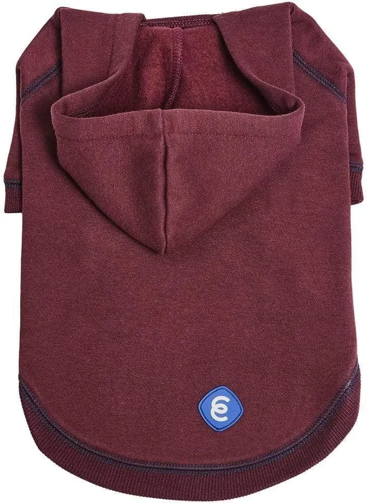 Blueberry Pet Essentials Soft & Comfy Better Basic Cotton Blend Dog Hoodie Sweatshirt in Burgundy Red, Back Length 20", Pack of 1 Jacket for Dogs