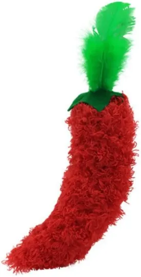 Catnip Toy, Cat Toy, Crinkle Kicker, Plush Chili Pepper Shaped Interactive Catnip Toy with Crinkle Paper and Natural Feathers Top