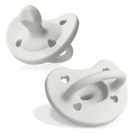 Chicco PhysioForma Luxe Silicone One Piece Pacifier for Babies Aged 0-6m | Fashion Textured Shield | BPA & Latex Free| Reusable Sterilizing Case| Pearl Grey, 2pk