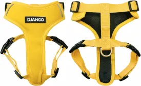 DJANGO Adventure Dog Harness - Stylish Small Dog Harness for Outdoor Adventures and Everyday Wear - Dandelion Yellow Neoprene Adjustable Harness for Dogs with Reflective Piping and Solid Brass D-Ring