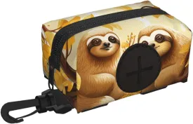 Dog Poop Bag Holder For Leash, Lightweight Dispenser For Pet Waste Bags Cute Cartoon Sloths Puppy Potty Carrier Small Doggy Zipper Pouch With Carabiner Clip