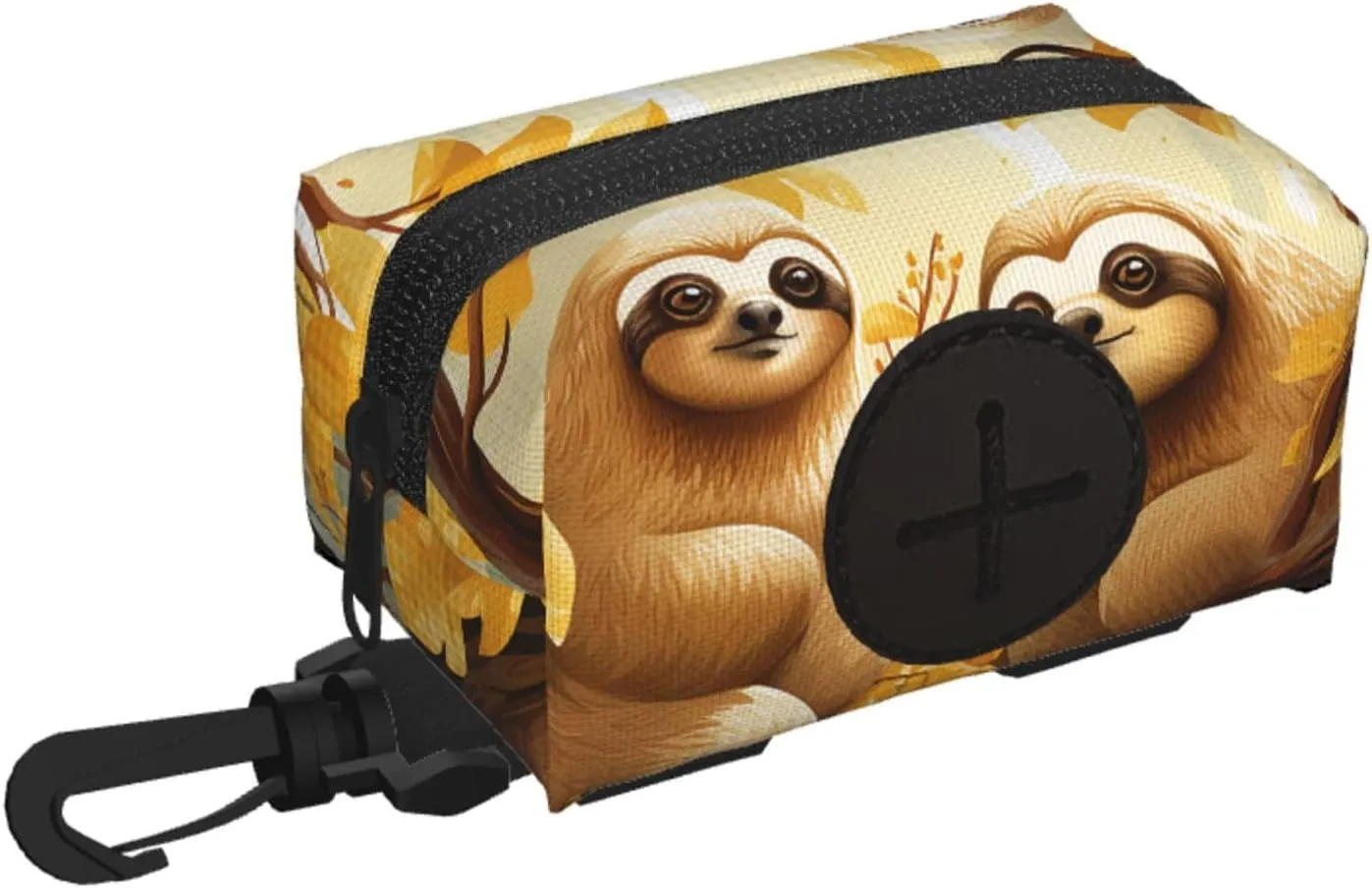 Dog Poop Bag Holder For Leash, Lightweight Dispenser For Pet Waste Bags Cute Cartoon Sloths Puppy Potty Carrier Small Doggy Zipper Pouch With Carabiner Clip