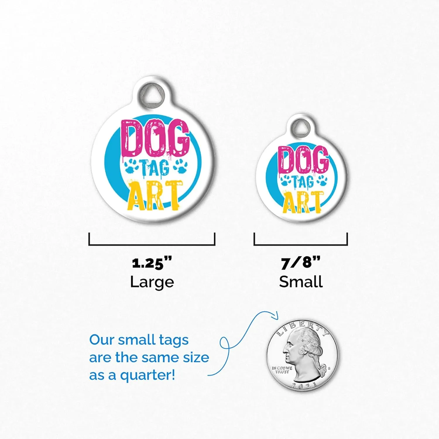 Dog Tag Art Pink Flamingo Chic Personalized Pet ID Tag for Dogs and Cats, Silent Polymer Coated Stainless Steel Nametag with Customized Identification Information - Large 1.25" Diameter