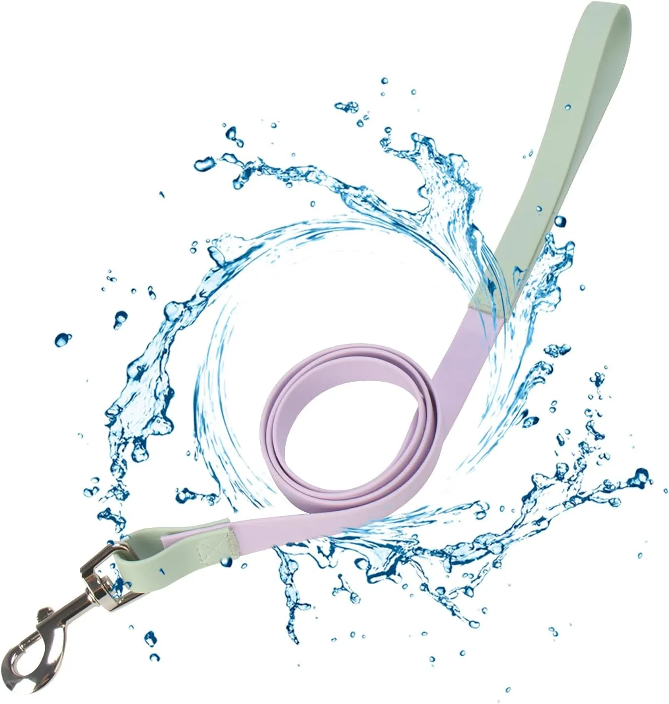 Durable Waterproof Dog Lead - PVC Rope Leash for Large/Medium/Small Dogs, Slip Lead for Walking/Running (Purple & Green)