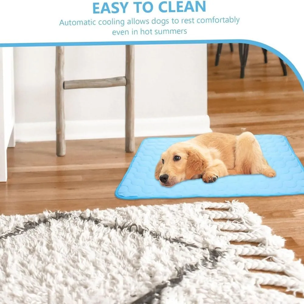 Furry Basics Cooling Mat for Dogs & Cats  Self-Cooling Ice Silk Pad, Summer Pet Bed Mat, Washable & Thickened for Small to Large Pets, Indoor Use (Pink,XL)