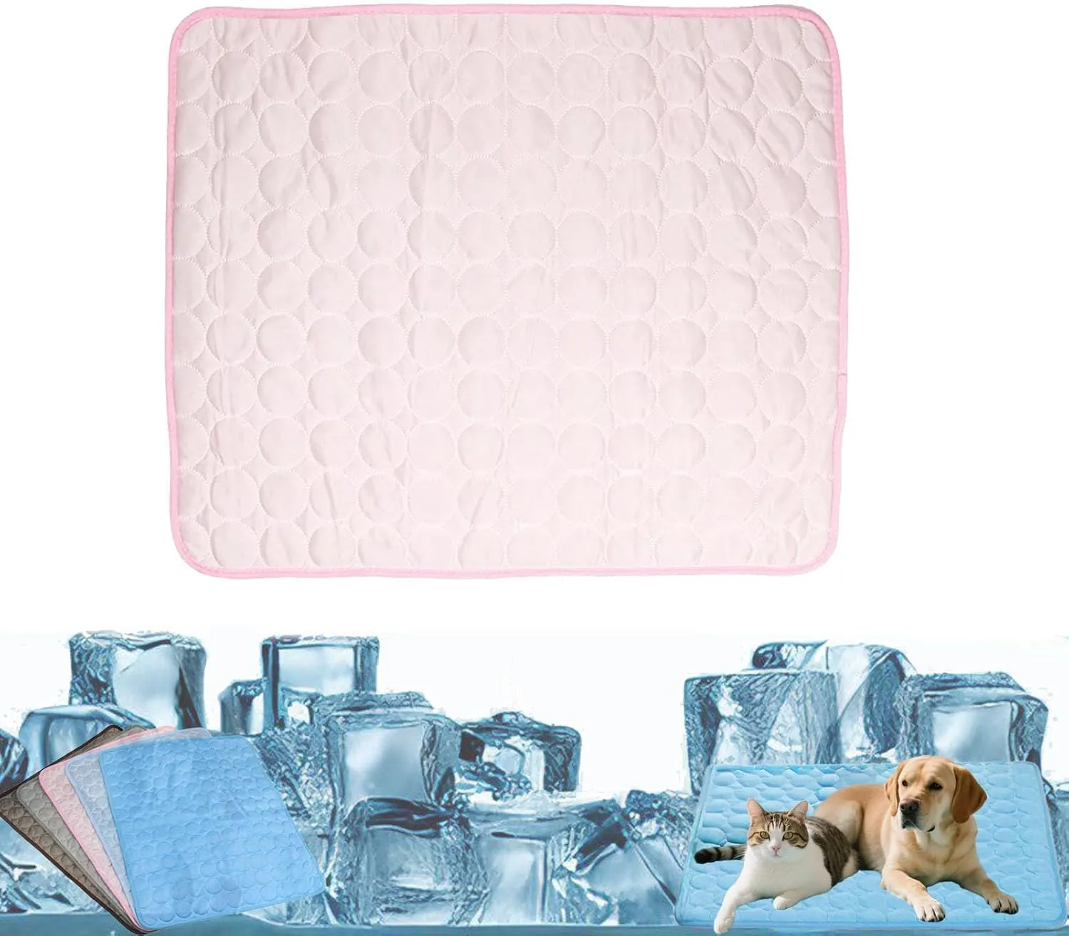 Furry Basics Cooling Mat for Dogs & Cats  Self-Cooling Ice Silk Pad, Summer Pet Bed Mat, Washable & Thickened for Small to Large Pets, Indoor Use (Pink,XL)