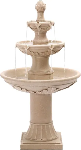 Grepatio Outdoor Pineapple Italian Water Fountain - 48.4" H Floor Bubbler Garden Waterfalls, 3 Tiered Roman Pillar Fountain for Indoor, Yard, Lawn and Garden Dcor