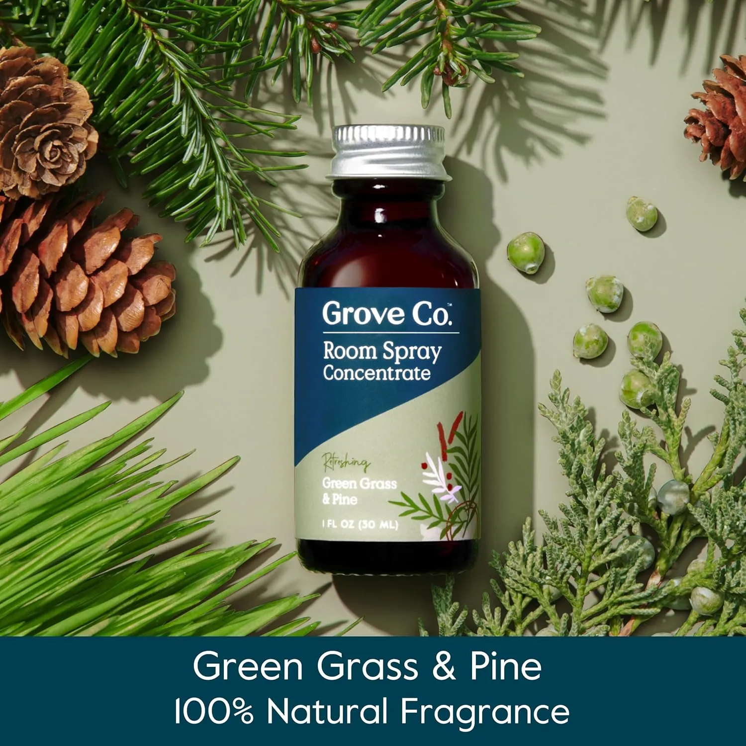 Grove Co. Liquid Air Freshener Refills (2 x 1oz)   Room Spray Glass Bottle, 100% Natural Green Grass & Pine Room Fragrance