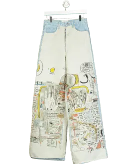 H&M Studio Blue Straight Relaxed High Jeans Light Denim/ Basquiat W28