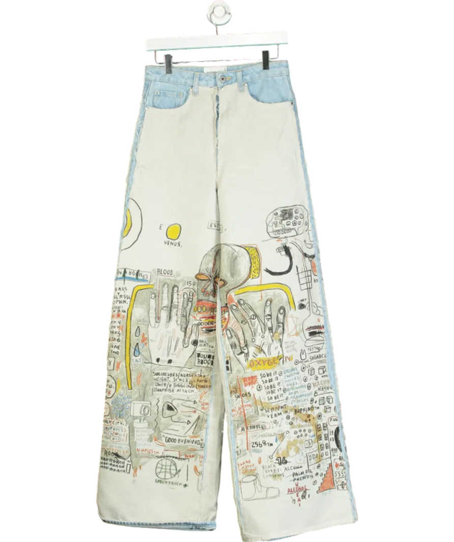 H&M Studio Blue Straight Relaxed High Jeans Light Denim/ Basquiat W28