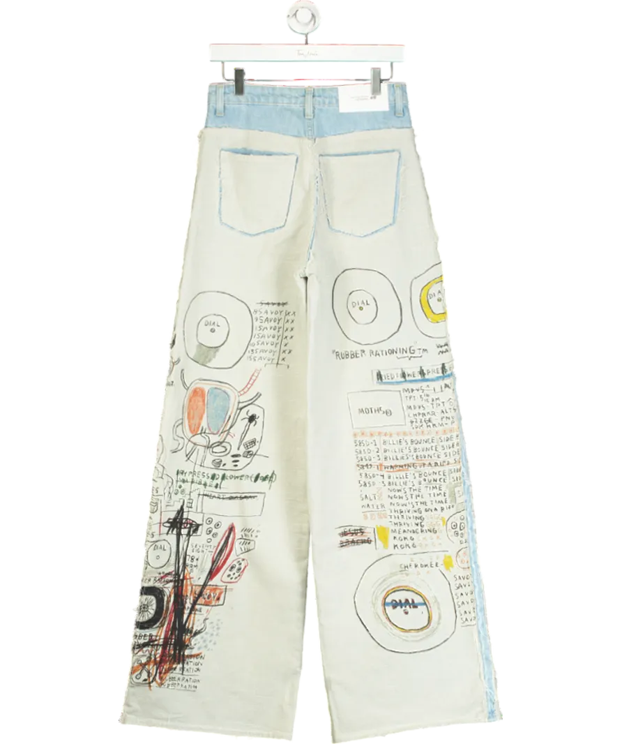 H&M Studio Blue Straight Relaxed High Jeans Light Denim/ Basquiat W28