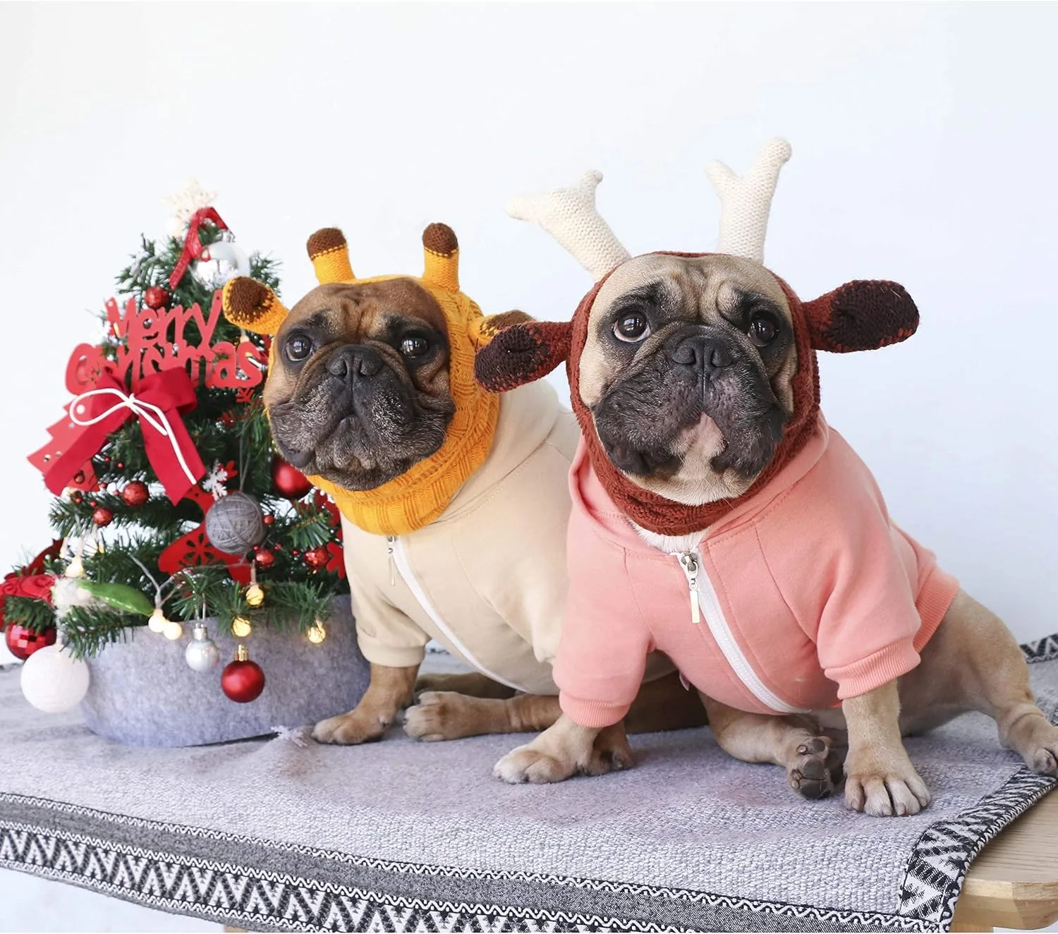 iChoue Pug Clothes Hoodies for Dogs Puppy French Bulldog Frenchie English Boston Terrier Bully Pitbull Sweatshirt Sweater Clothing Cold Weather Winter Coats - Khaki/Small