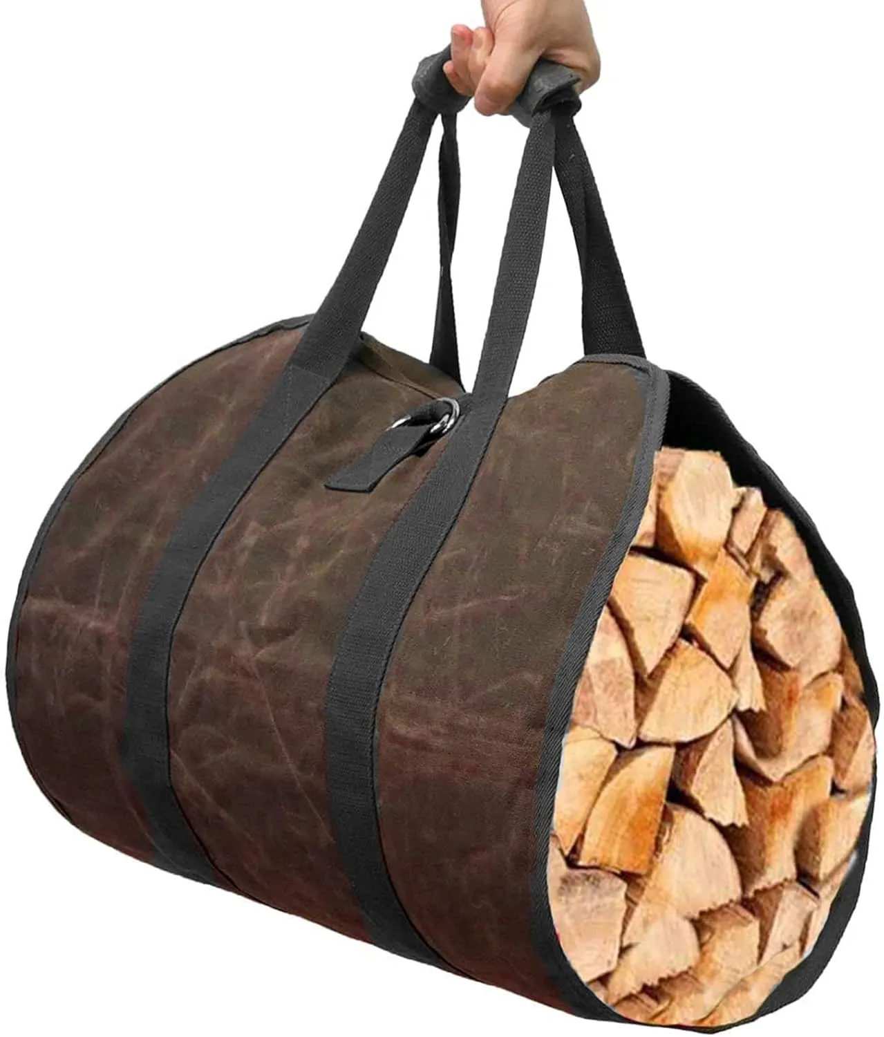 Log Carrier Bag Large Capacity Canvas Firewood Storage Bag Log Tote Bag Wood Carrying Bag Outdoor Log Holder with Handles
