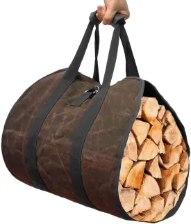 Log Carrier Bag Large Capacity Canvas Firewood Storage Bag Log Tote Bag Wood Carrying Bag Outdoor Log Holder with Handles