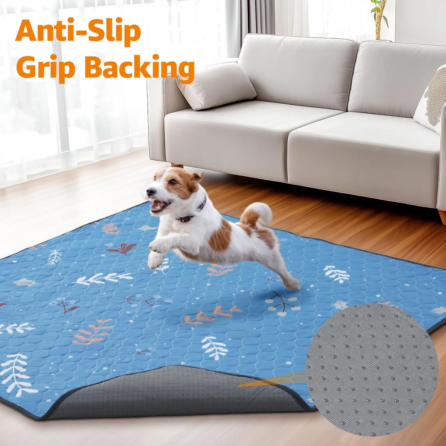 LOOBANI Washable Pee Pads for Dogs: 2 Pack Large Reusable Puppy Training Pads 41" x 41", Waterproof and Absorbent Pet Whelping Pad for Playpen, Crate, Floor, Sofa Protector, Blue