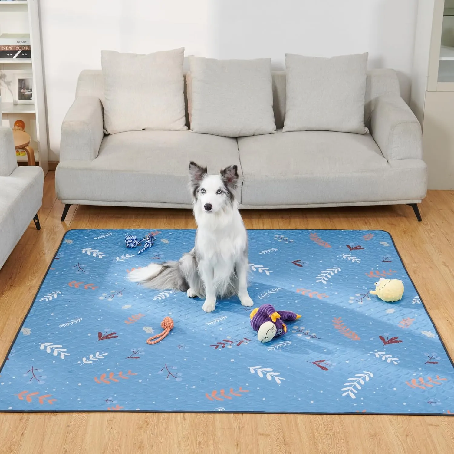 LOOBANI Washable Pee Pads for Dogs: 2 Pack Large Reusable Puppy Training Pads 41" x 41", Waterproof and Absorbent Pet Whelping Pad for Playpen, Crate, Floor, Sofa Protector, Blue