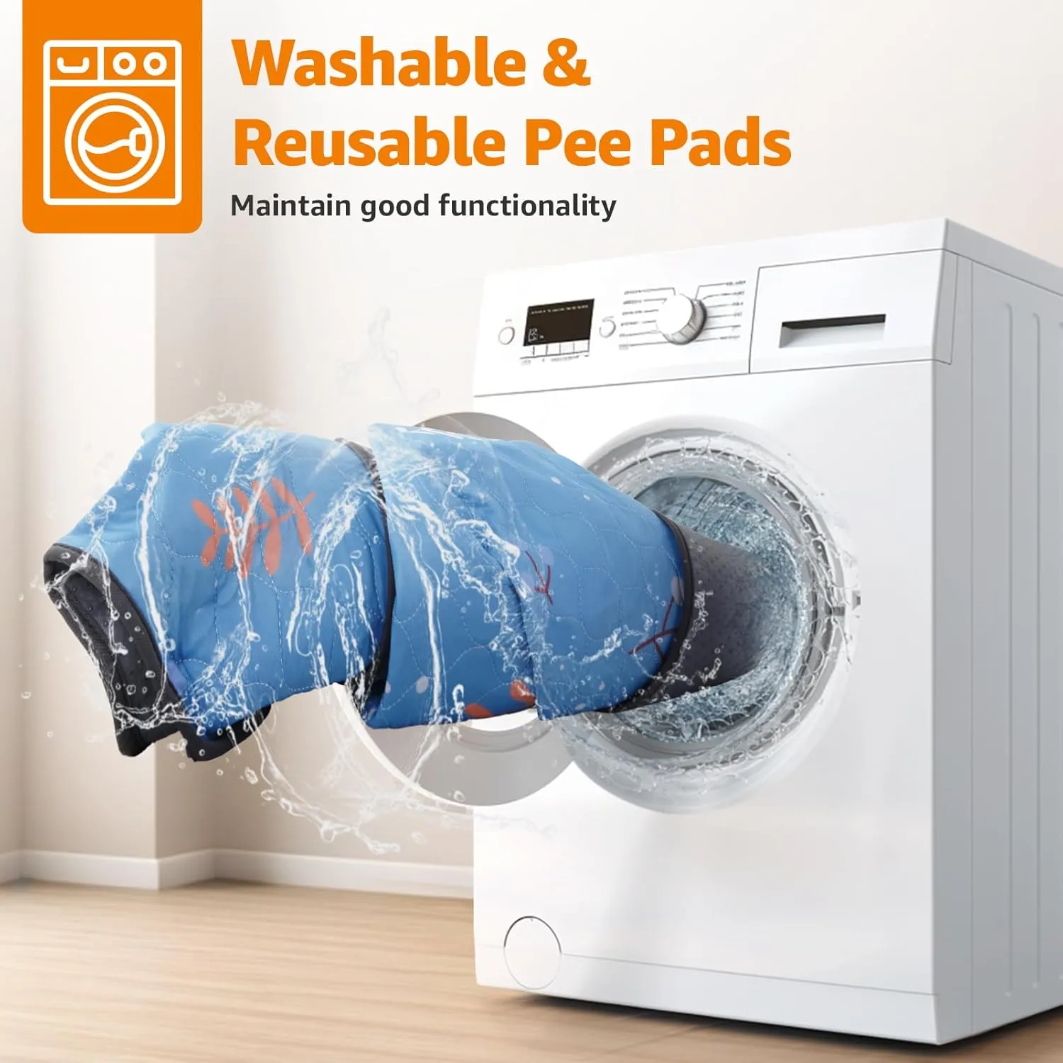 LOOBANI Washable Pee Pads for Dogs: 2 Pack Large Reusable Puppy Training Pads 41" x 41", Waterproof and Absorbent Pet Whelping Pad for Playpen, Crate, Floor, Sofa Protector, Blue