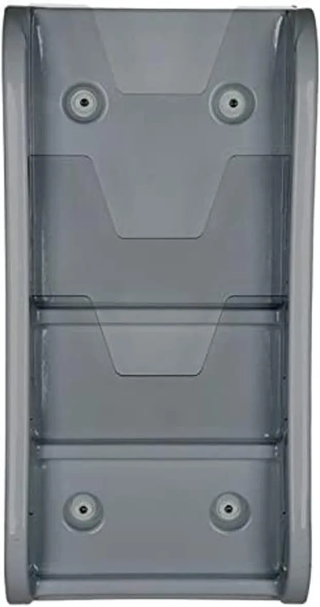 M&T Displays Wall Unit 3 Tier 8.5x11 inch Wall Mounting Plastic Clear PET Pocket Brochure File Organizer Office Document Magazine Folder Rack Portrait Indoor Gray