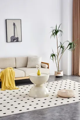 Milk White Round Coffee Tables with Movable Table Top and Cat Bed, Multifunctional End Side Tables for Living Room