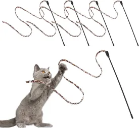 Molain Cat Wand Stick Toy, 5pcs Rainbow Wand for Kittens Training, Interactive Cat Exerciser Playing (30cm, Leopard Print)