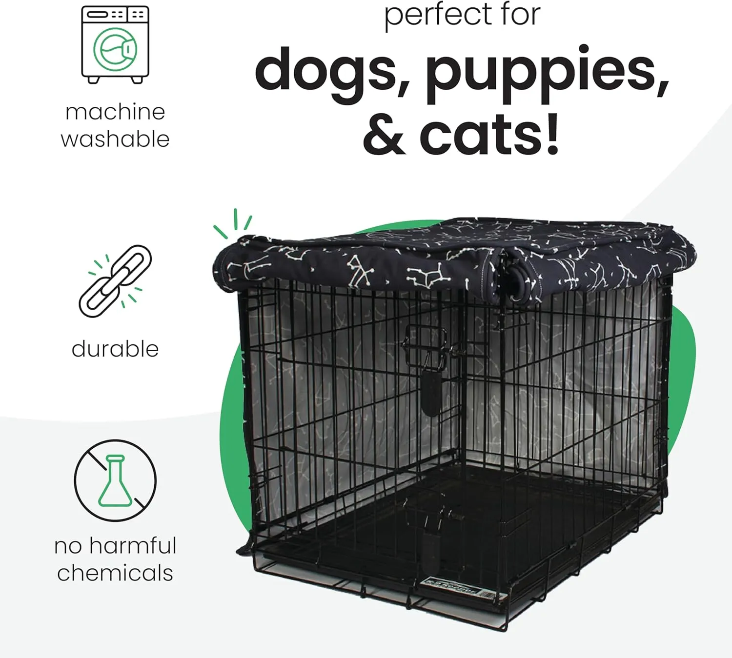 Molly Mutt Rocketman Dog Crate Cover, 100% Cotton Canvas Cover with 2 Roll-Up Panels, Ideal for Dog or Cat Crate, Durable, Washable, and Free of Harmful Chemicals, 36" x 24" x 27"