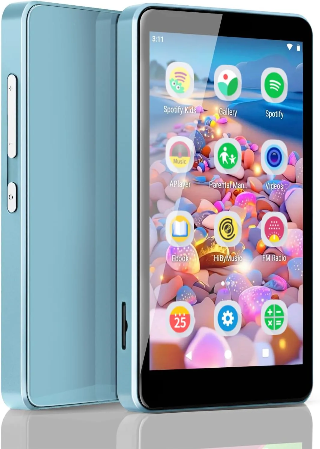 MP3 Player for Kids, Bluetooth MP3 Player with Spotify, Parental Controls, Spotify Kids, Audible, Amazon Music, Libby, 4.0" IPS Kids MP3 Music Player Up to 512GB (Blue)