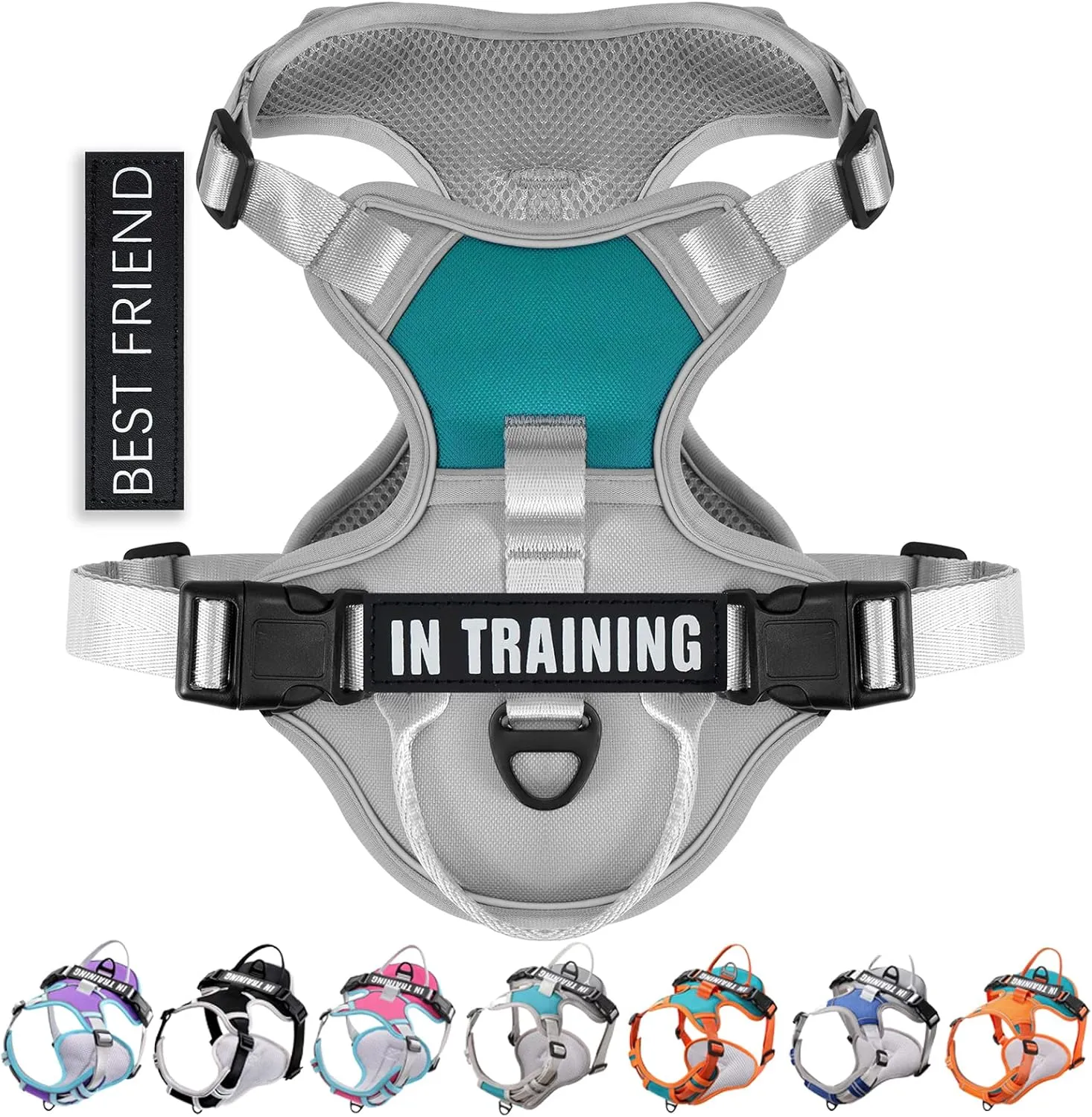 No Pull Dog Harness, Reflective Dog Vest Harness with Front & Back 2 Leash Clips, Oxford Pet Harness Adjustable Soft Padded Dog Vest with Easy Control Handle for Small Medium Large Dogs