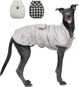 PAWZ Road Dog Winter Coat with 5 Layers Warm Material, Reversible Dog Clothes with 2 Sides, Dog Jacket Outdoor Water Repellent, (Light Beige Plaid 3XL)