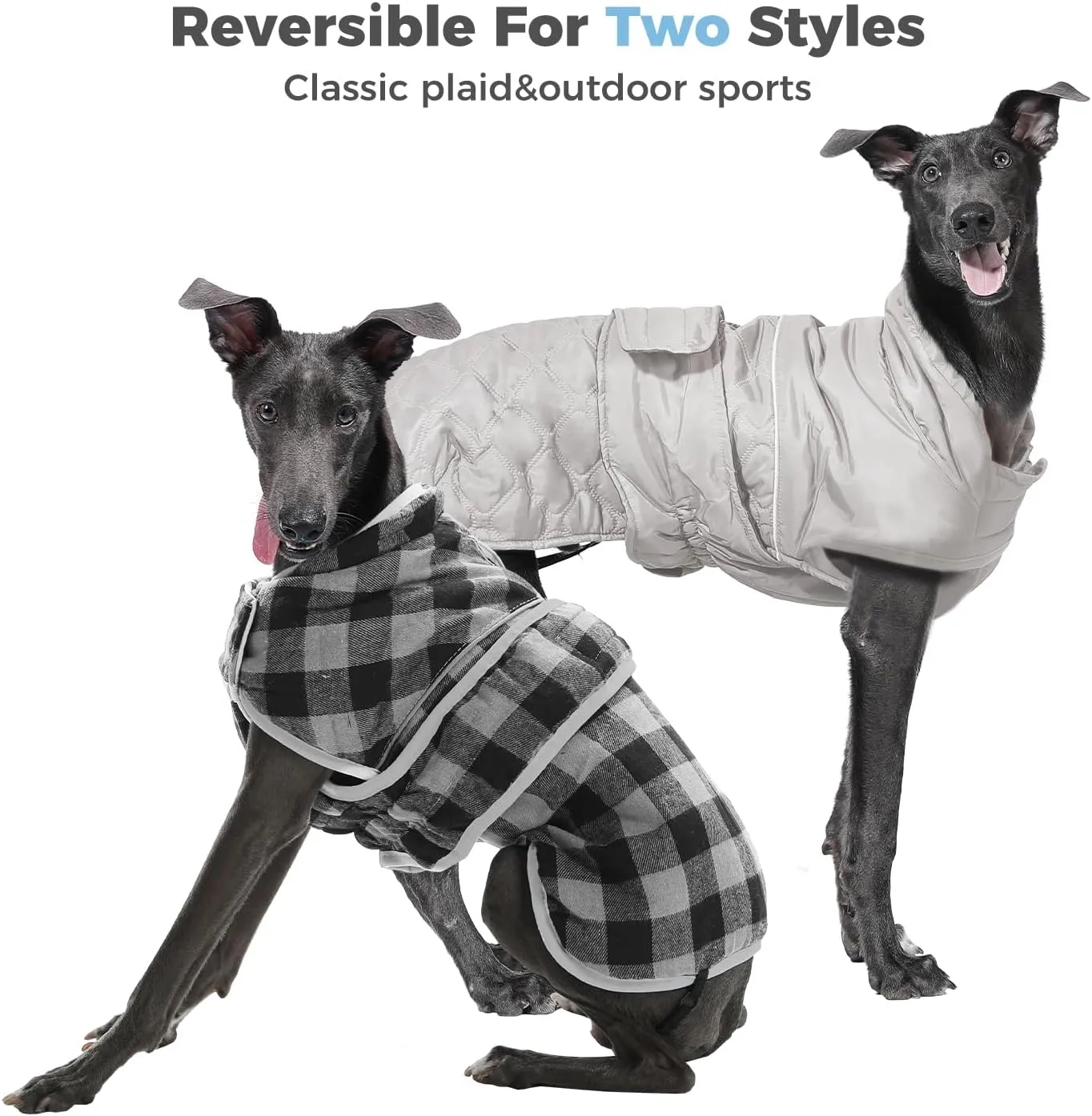PAWZ Road Dog Winter Coat with 5 Layers Warm Material, Reversible Dog Clothes with 2 Sides, Dog Jacket Outdoor Water Repellent, (Light Beige Plaid 3XL)