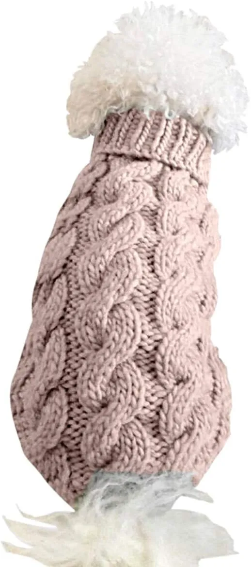 Pet Dog Turtleneck Knitting Sweater Coat Winter Warmer Thickening Pullover Knitwear Crochet Coat Clothes for Small Medium Large Dog Puppy Cat (L, Khaki)