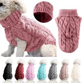 Pet Dog Turtleneck Knitting Sweater Coat Winter Warmer Thickening Pullover Knitwear Crochet Coat Clothes for Small Medium Large Dog Puppy Cat (L, Pink)
