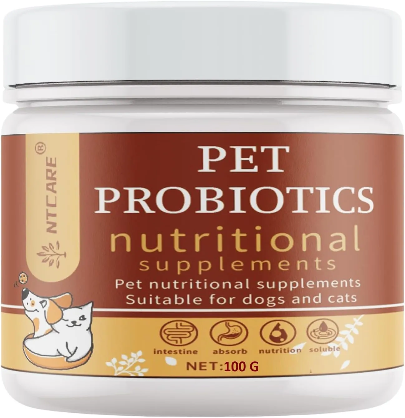 Probiotic Powder for Dogs & Cats. Probiotics for Digestive Health, Immune Support, Diarrhea, Gas, Itching & Seasonal Allergies. with Digestive Enzymes & Prebiotics, Veterinarian Formulated, 100g