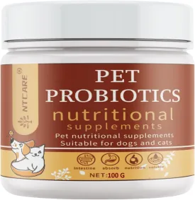 Probiotic Powder for Dogs & Cats. Probiotics for Digestive Health, Immune Support, Diarrhea, Gas, Itching & Seasonal Allergies. with Digestive Enzymes & Prebiotics, Veterinarian Formulated, 100g