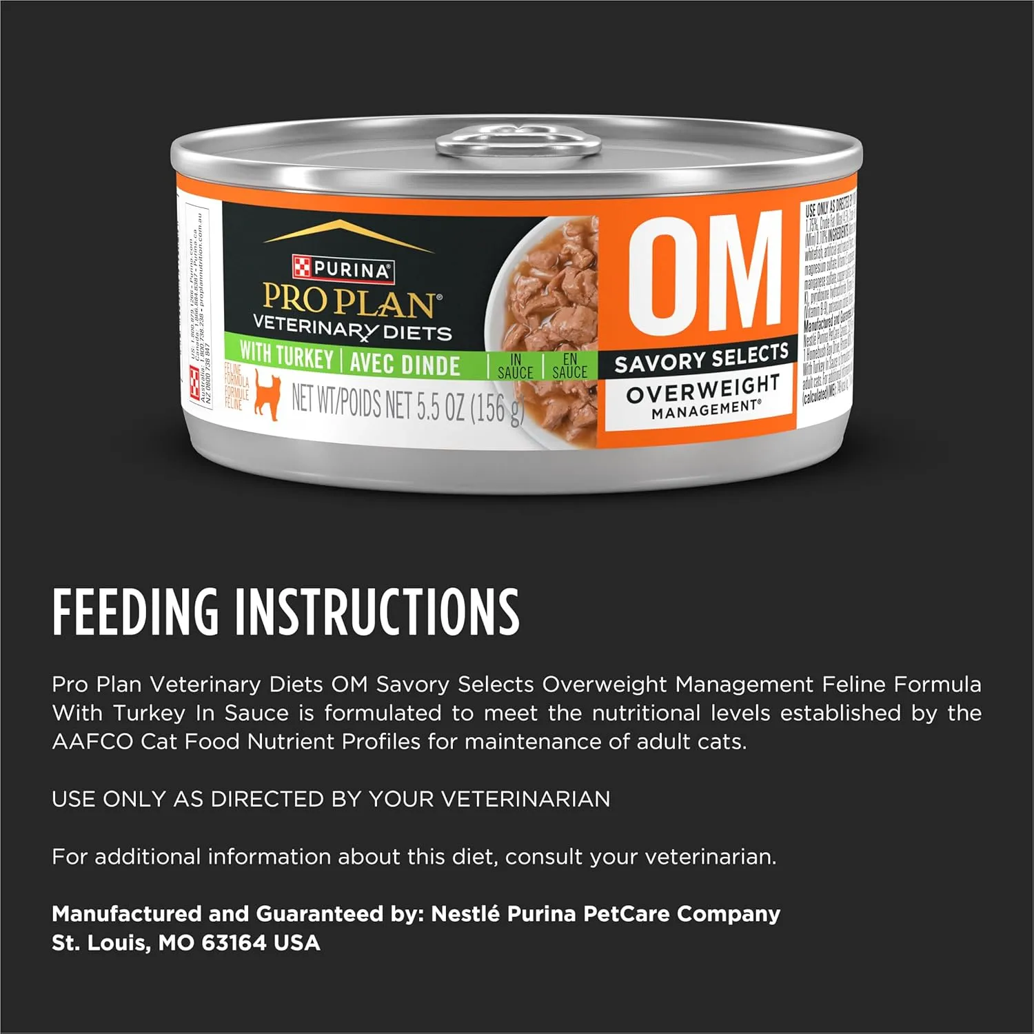 Purina Pro Plan Veterinary Diets OM Overweight Management Savory Selects With Turkey Feline Formula Wet Cat Food - (Pack of 24) 5.5 oz. Cans