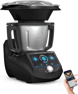 Smart Food Processor UltraCook All-in-One Auto Cooking Machine,3.5L Capacity,600  Online Recipes, Built-in Scale, 7 inch TFT Screen, Self-Cleaning, Multifunctional Kitchen Appliance (CR-7-Black)