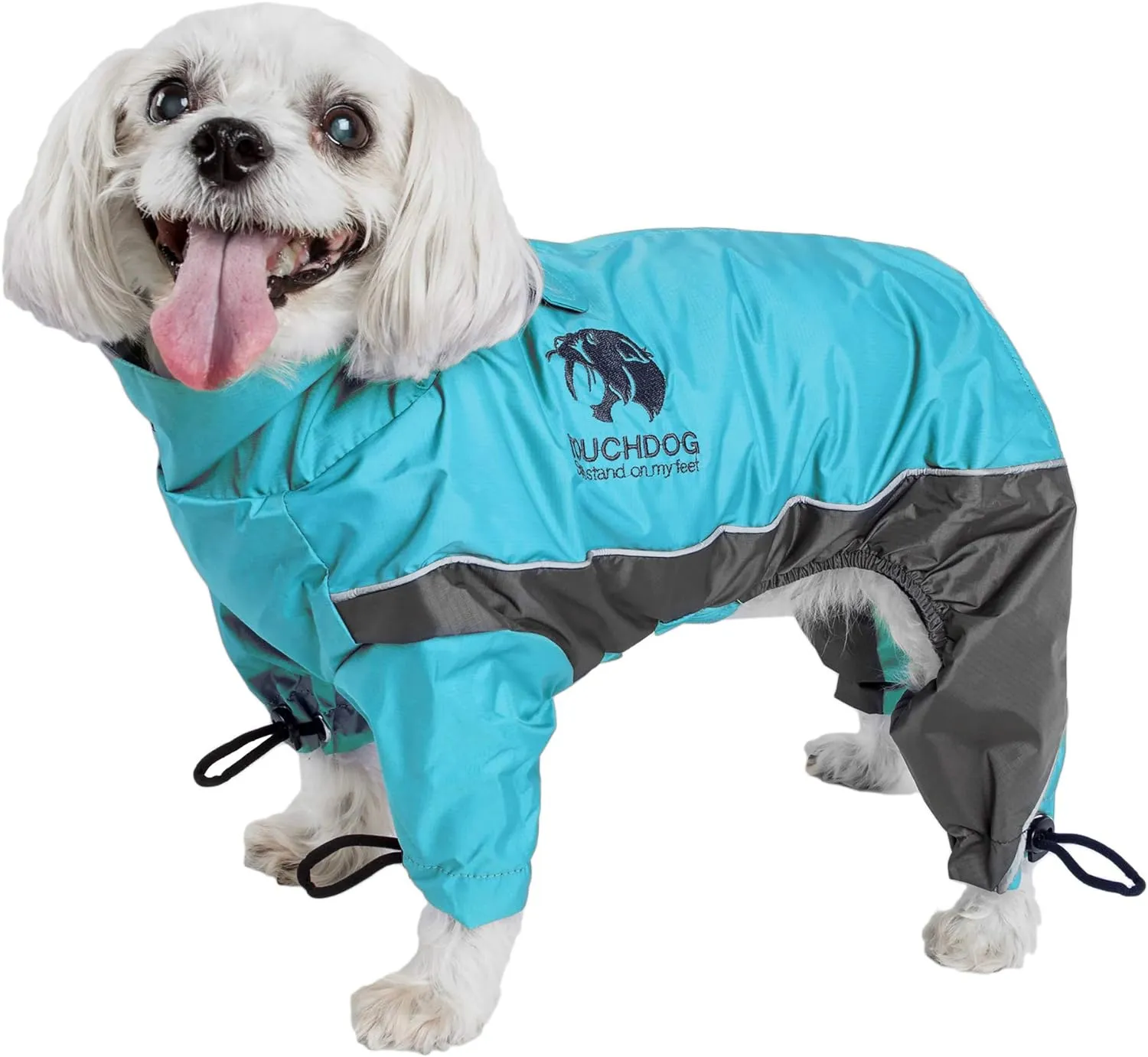 TOUCHDOG 'Quantum-Ice' Full Body Bodied Adjustable and 3M Reflective Pet Dog Coat Jacket w/ Blackshark Technology, X-Large, Ocean Blue, Grey