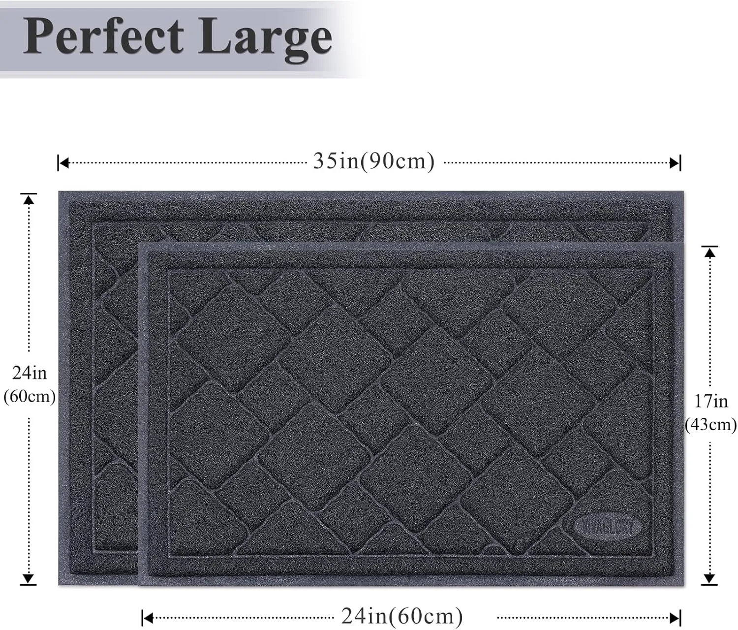 VIVAGLORY Cat Litter Tray Mat, Durable Box Mat, 35"23" Stay in Place, Keep Floors Clean, Traps Litter, Black-Chic Pattern
