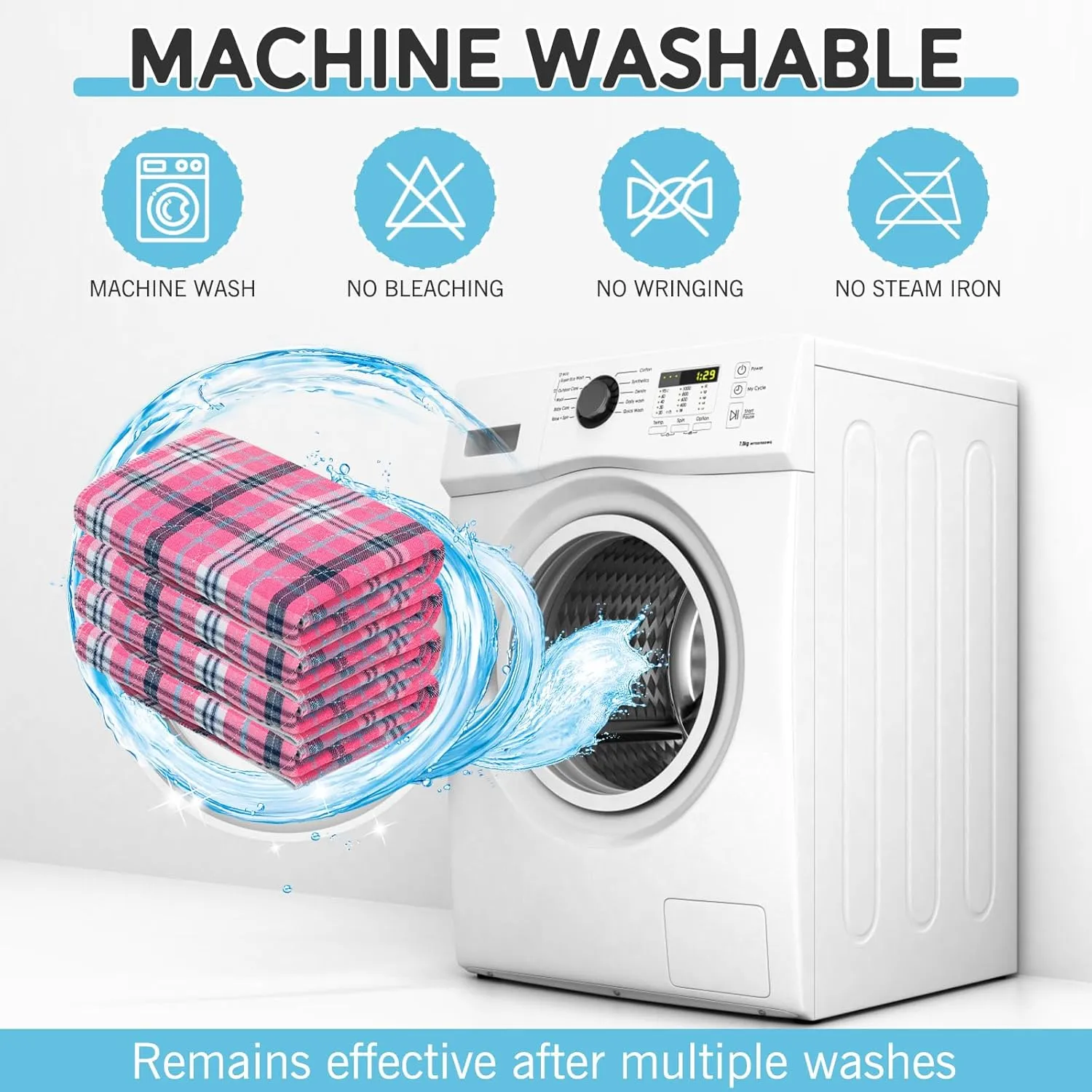 Washable Pee Pads for Dogs - 24x36 4PCS, Whelping Pad for Puppy Training, Playpen Crate Bed Floor Protector, Reusable Dog Potty Pads Non-Slip, Super Absorbent & Odor Controlling, Pink Plaid