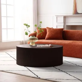 WILLIAMSPACE 35.43" Round Coffee Table, Matte Brown Wooden Coffee Table for Living Room, Modern Luxury Side Tables Accent End Table for for Home Office, 35.43 * 13.78H (Brown-Round)