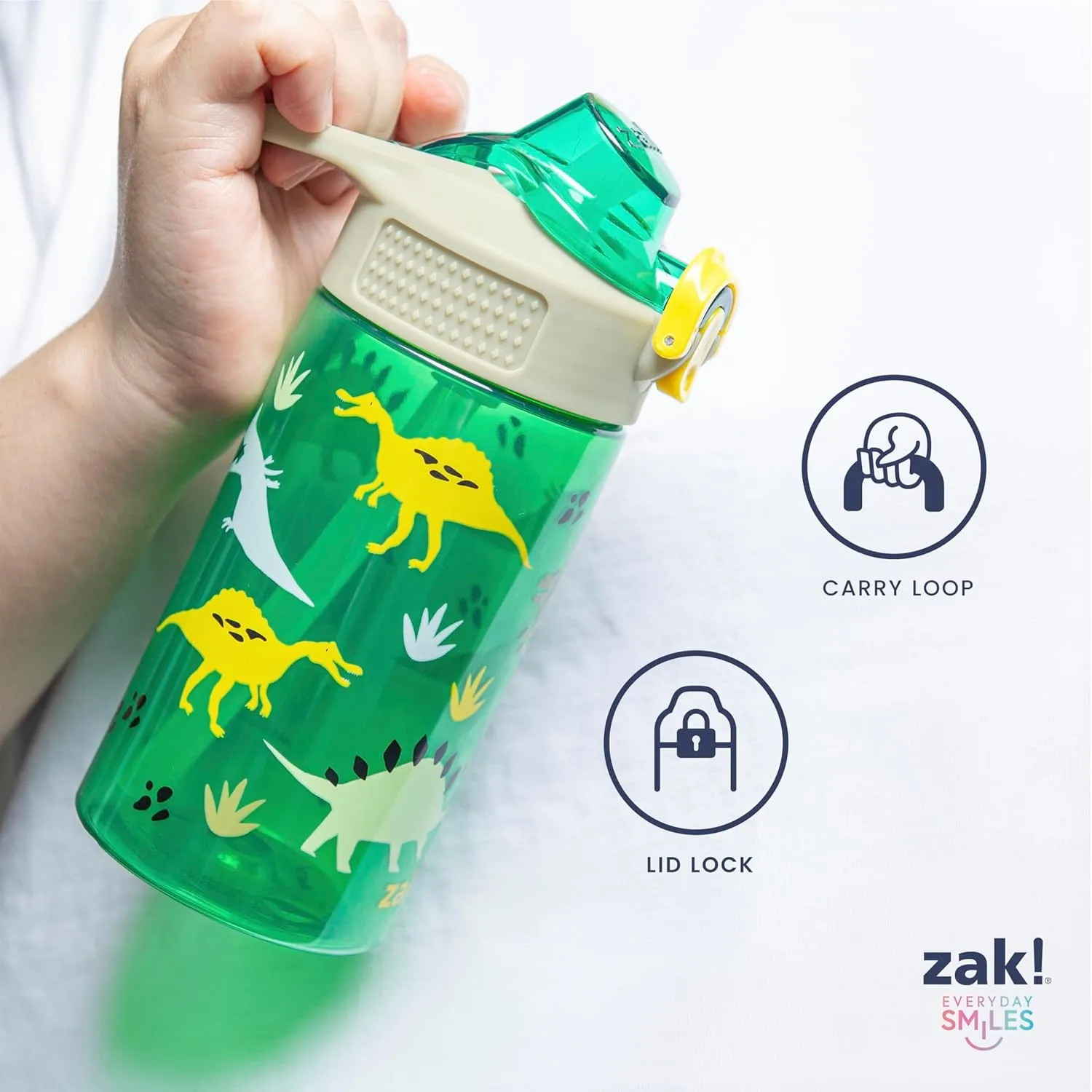 Zak Designs Disney Princess Sage Kids Water Bottle For School or Travel, 16oz Durable Plastic With Straw and Leak-Proof Spout Cover, 2-Pack (Ariel, Cinderella, Jasmine, Moana, Rapunzel, Tiana)